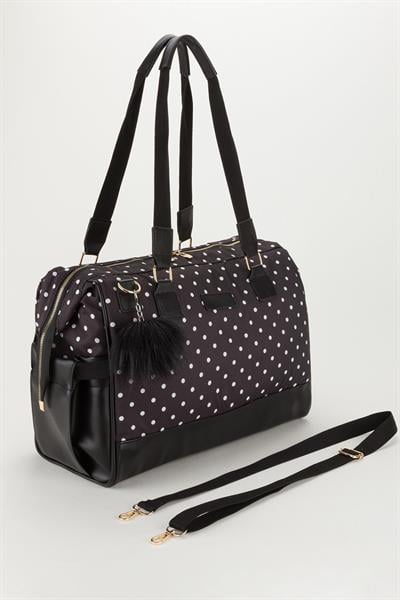 Bondit Suni Deri Kumaş Biberon Termoslu Omuz Askılı Valiz Model Bebek Bakım Çantası