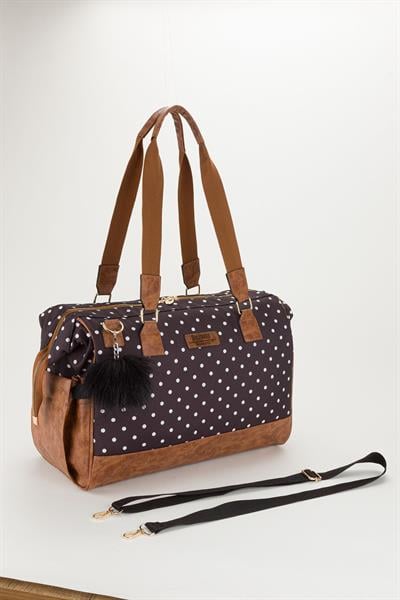 Bondit Suni Deri Kumaş Biberon Termoslu Omuz Askılı Valiz Model Bebek Bakım Çantası