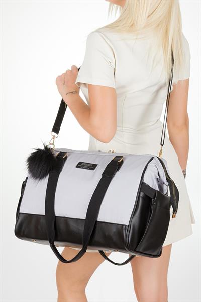 Bondit Suni Deri Kumaş Biberon Termoslu Omuz Askılı Valiz Model Bebek Bakım Çantası