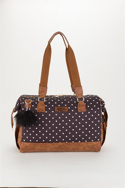 Bondit Suni Deri Kumaş Biberon Termoslu Omuz Askılı Valiz Model Bebek Bakım Çantası