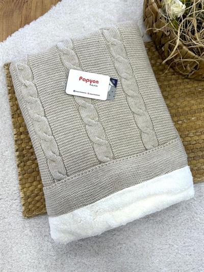 Saç Örgü Triko İçi Welsoft Bebek Battaniyesi (90x90 Cm)