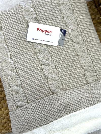 Saç Örgü Triko İçi Welsoft Bebek Battaniyesi (90x90 Cm)