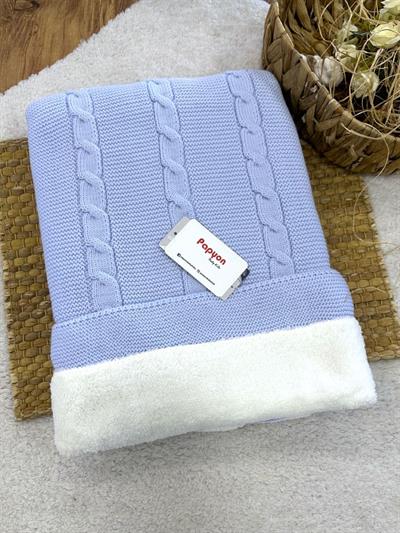 Saç Örgü Triko İçi Welsoft Bebek Battaniyesi (90x90 Cm)