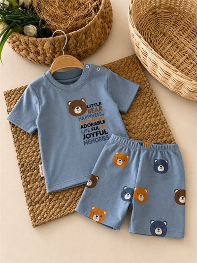 Little Bear Baskılı Erkek Bebek Şortlu Takım (6-9/9-12/12-18 Ay)