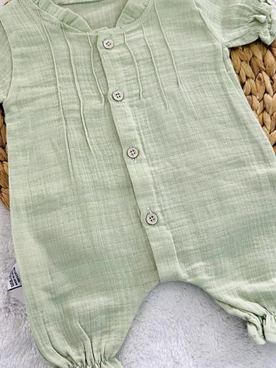 Fırfırlı Çimalı Kız Bebek Organik Yazlık Müslin Tulum 3-6/6-9/9-12/12-18 AY