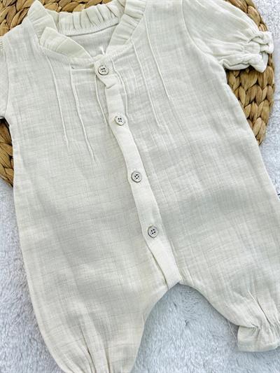 Fırfırlı Çimalı Kız Bebek Organik Yazlık Müslin Tulum 3-6/6-9/9-12/12-18 AY