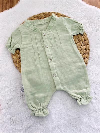 Fırfırlı Çimalı Kız Bebek Organik Yazlık Müslin Tulum 3-6/6-9/9-12/12-18 AY