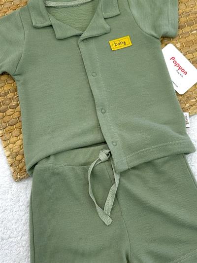 Baby Etiketli Gömlek Şort Erkek Bebek Takım (6-9/9-12/12-18/18-24/24-36 Ay)