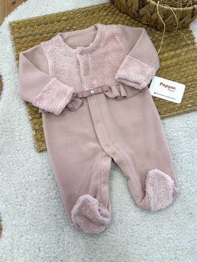 Peluş Detaylı Fırfırlı Kız Bebek Polar Tulum (0-1/1-3/3-6 Ay)