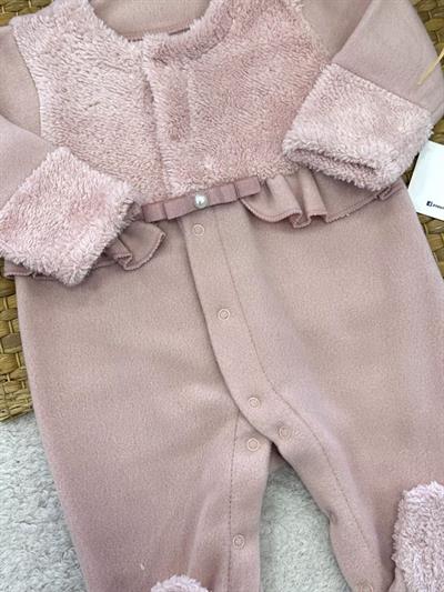 Peluş Detaylı Fırfırlı Kız Bebek Polar Tulum (0-1/1-3/3-6 Ay)