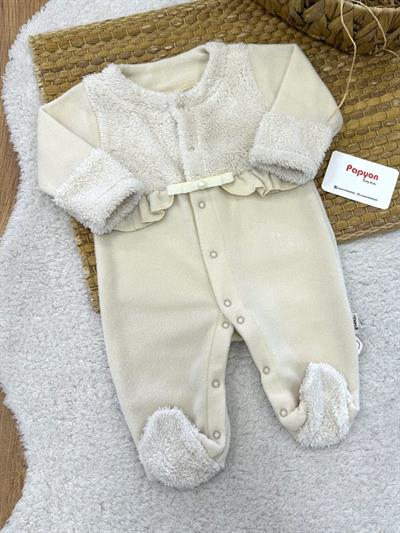 Peluş Detaylı Fırfırlı Kız Bebek Polar Tulum (0-1/1-3/3-6 Ay)