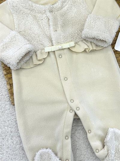 Peluş Detaylı Fırfırlı Kız Bebek Polar Tulum (0-1/1-3/3-6 Ay)