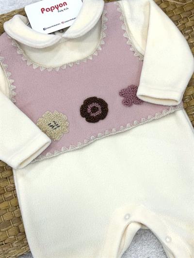Süzene Çiçek Nakışlı Kız Bebek Polar Tulum (0-1/1-3/3-6 Ay)