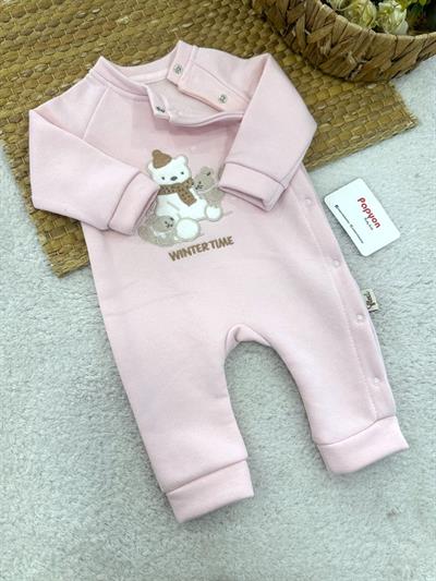 Winter Time Nakışlı 3ip Şardonlu Kız Bebek Tulum (0-3/3-6/6-9 Ay)