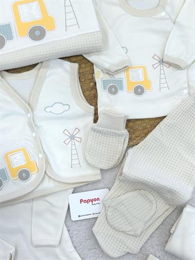 Kamyon Nakışlı Yenidoğan Erkek Bebek 10lu Zıbın Set Hastane Çıkışı