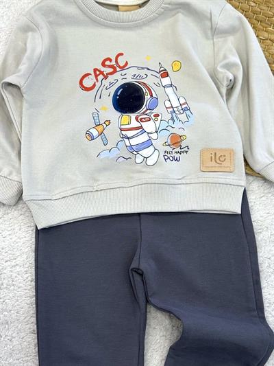 Astronot Baskılı Erkek Bebek 2li Takım (6-9/9-12/12-18/18-24 Ay)