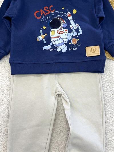 Astronot Baskılı Erkek Bebek 2li Takım (6-9/9-12/12-18/18-24 Ay)