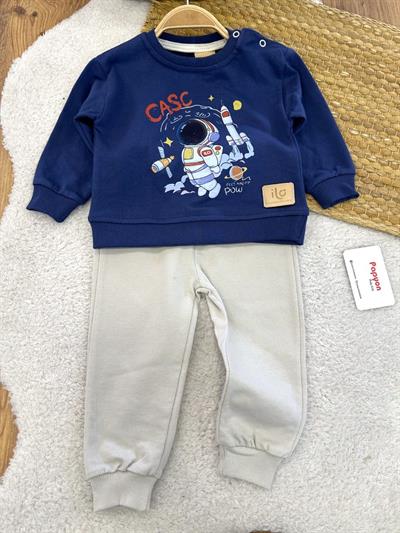 Astronot Baskılı Erkek Bebek 2li Takım (6-9/9-12/12-18/18-24 Ay)