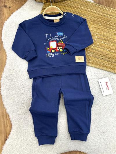 Team Rescue İtfaiye Arabası Baskılı Erkek Bebek 2li Takım (6-9/9-12/12-18/18-24 Ay)