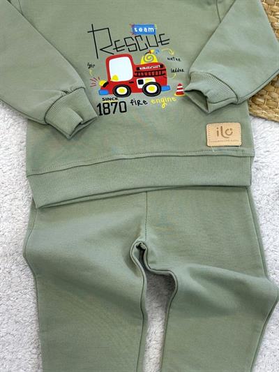 Team Rescue İtfaiye Arabası Baskılı Erkek Bebek 2li Takım (6-9/9-12/12-18/18-24 Ay)