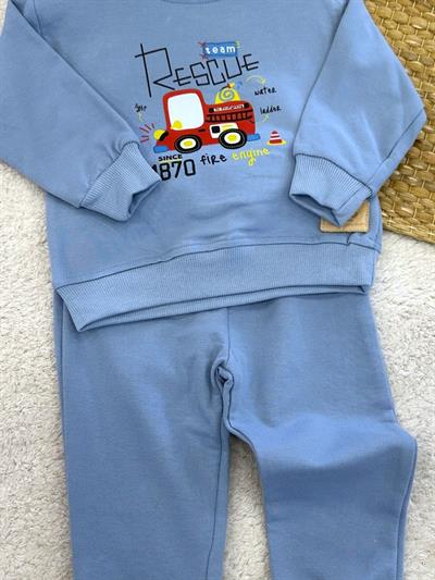 Team Rescue İtfaiye Arabası Baskılı Erkek Bebek 2li Takım (6-9/9-12/12-18/18-24 Ay)