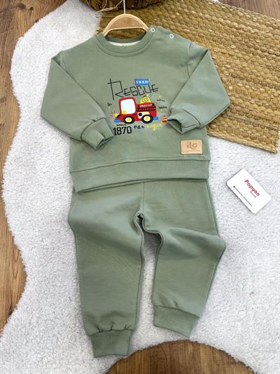 Team Rescue İtfaiye Arabası Baskılı Erkek Bebek 2li Takım (6-9/9-12/12-18/18-24 Ay)