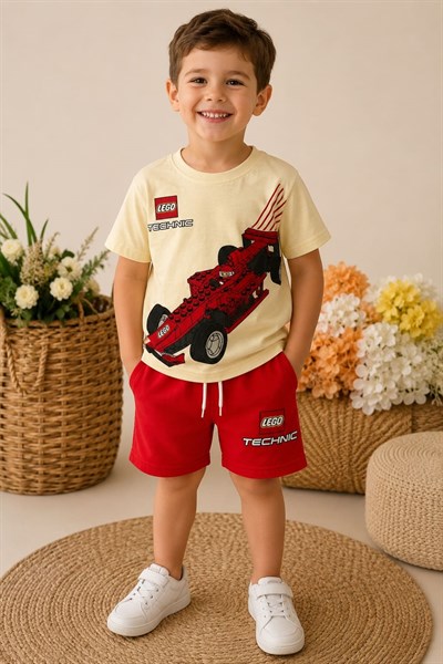 Lego Technic Baskılı Erkek Çocuk Şortlu Takım (%100 Pamuk)(3-4/4-5/5-6/7-8/9-10 Yaş)