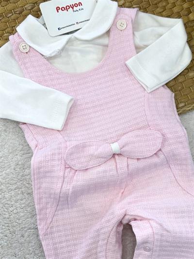 Badili Fiyonklu Salopetli Kız Bebek Takım (0-3/3-6/6-9 Ay)
