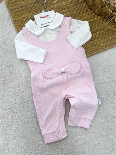 Badili Fiyonklu Salopetli Kız Bebek Takım (0-3/3-6/6-9 Ay)