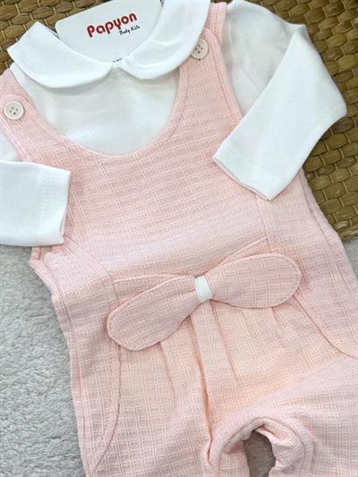 Badili Fiyonklu Salopetli Kız Bebek Takım (0-3/3-6/6-9 Ay)