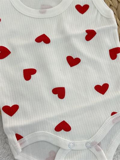 Kalp Baskılı Raporlu Kumaş Kız Bebek Çıtçıtlı Badi Zıbın 0-3/3-6/6-9/9-12/12-18/18-24 Ay 2-3/3-4 Yaş