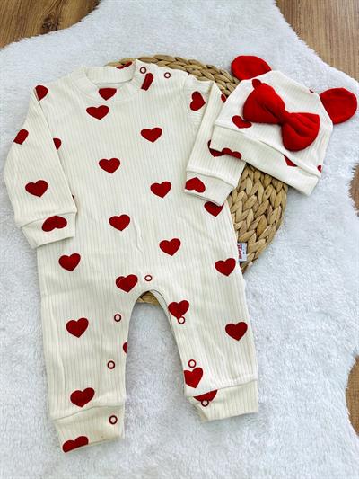 Kalpli Fitilli Kız Bebek Bere Tulum Set 0-3/3-6/6-9/9-12 Ay