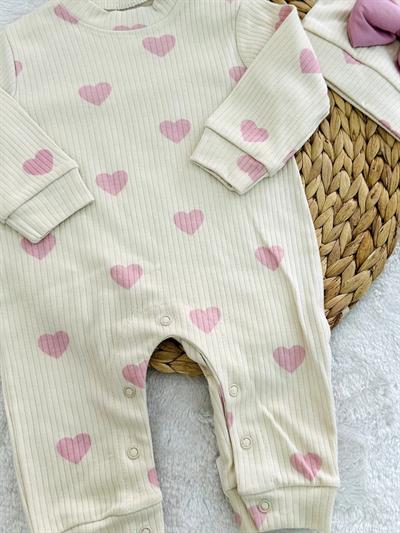 Kalpli Fitilli Kız Bebek Bere Tulum Set 0-3/3-6/6-9/9-12 Ay