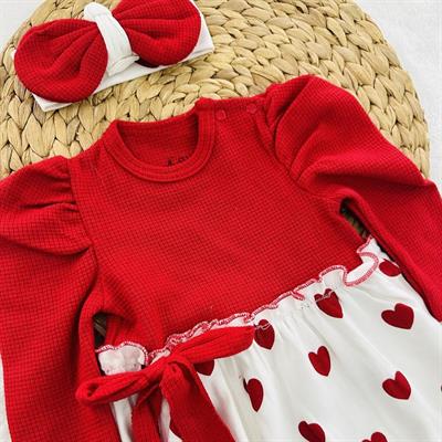 Kalpli Karpuz Kol Kız Bebek Bandana Tulum Set 0-3/3-6/6-9 Ay