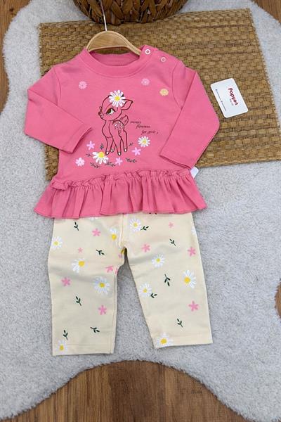 Ceylan Baskılı Fırfırlı Kız Bebek 2li Takım (6-9/9-12/12-18 Ay)