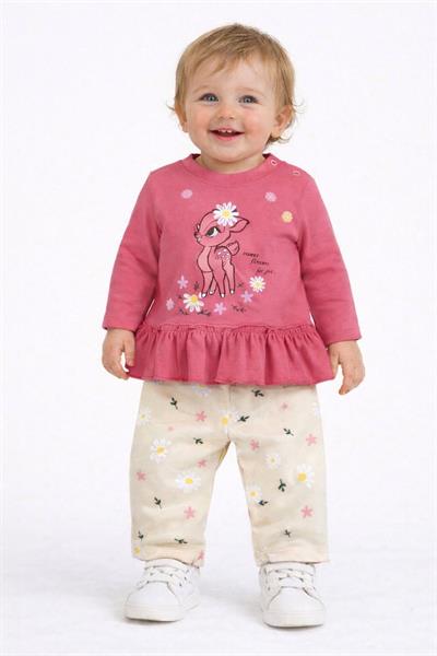 Ceylan Baskılı Fırfırlı Kız Bebek 2li Takım (6-9/9-12/12-18 Ay)