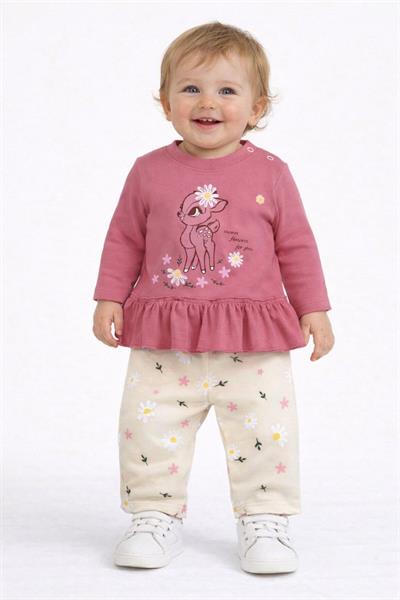 Ceylan Baskılı Fırfırlı Kız Bebek 2li Takım (6-9/9-12/12-18 Ay)