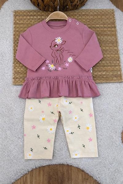 Ceylan Baskılı Fırfırlı Kız Bebek 2li Takım (6-9/9-12/12-18 Ay)