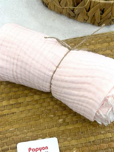 4 Katlı Saçaklı Müslin Bebek Battaniyesi 110x120 Cm