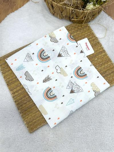 Desenli Müslin Bebek Battaniyesi 100x110 Cm
