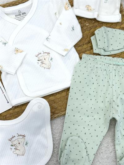 Koala Jungle Fitilli Yenidoğan Uniseks Bebek 5li Zıbın Set