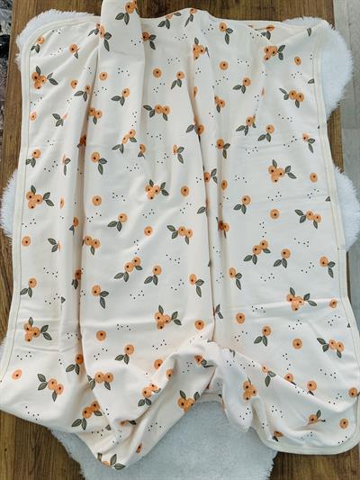 Mandalina Baskılı Çift Kat Organik Penye Bebek Battaniye 90x90 Cm