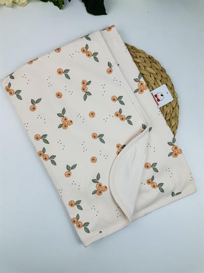 Mandalina Baskılı Çift Kat Organik Penye Bebek Battaniye 90x90 Cm