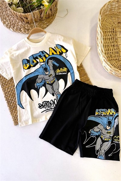 Batman Baskılı Erkek Çocuk Şortlu Takım (3-4/4-5/5-6/7-8/9-10 Yaş)