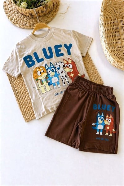 Bluey Baskılı Erkek Çocuk Şortlu Takım (3-4/4-5/5-6/7-8/9-10 Yaş)