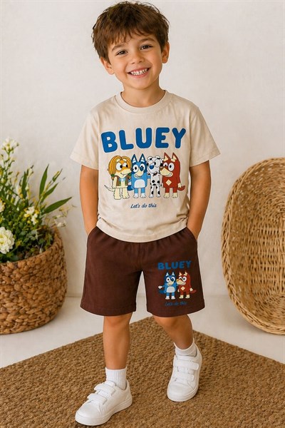 Bluey Baskılı Erkek Çocuk Şortlu Takım (3-4/4-5/5-6/7-8/9-10 Yaş)