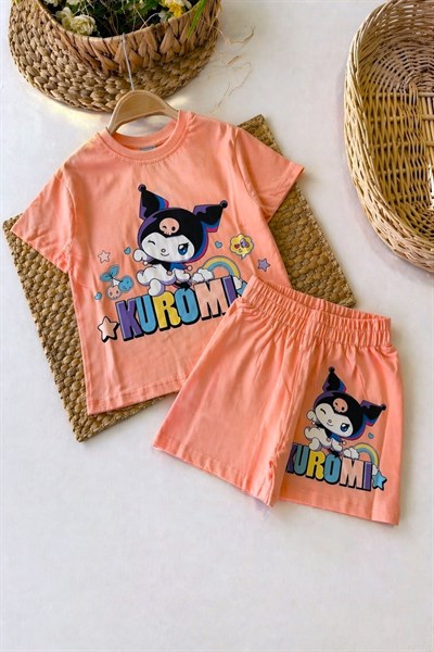 Kuromi Baskılı Kız Çocuk Şortlu Takım (3-4/4-5/5-6/7-8/9-10 Yaş)