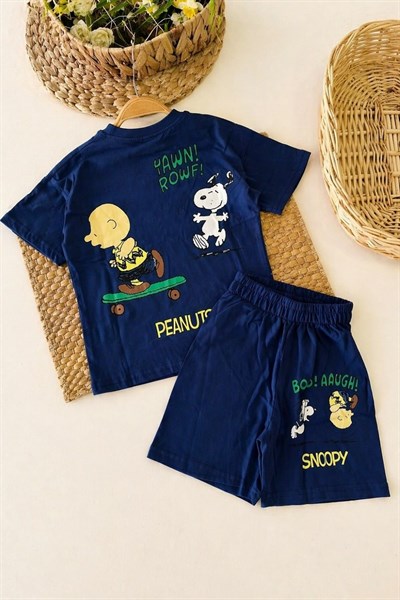 Snoopy Baskılı Erkek Çocuk Şortlu Takım (3-4/4-5/5-6/7-8/9-10 Yaş)