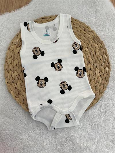 Mickey Baskılı Raporlu Kumaş Erkek Bebek Çıtçıtlı Badi Zıbın 0-3/3-6/6-9/9-12/12-18/18-24 Ay 2-3/3-4 Yaş