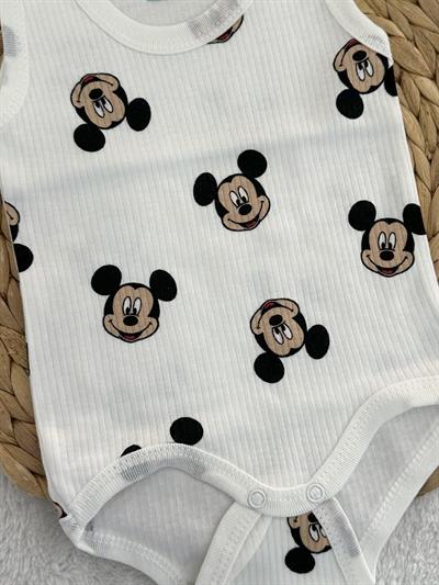 Mickey Baskılı Raporlu Kumaş Erkek Bebek Çıtçıtlı Badi Zıbın 0-3/3-6/6-9/9-12/12-18/18-24 Ay 2-3/3-4 Yaş
